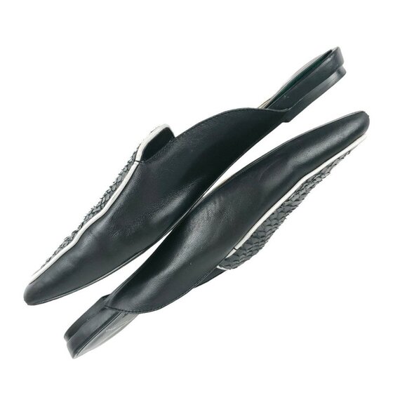 BRIAN ATWOOD Sonja Mules Black Pointed Toe Embossed Leahter Size 6.5 - Picture 7 of 10